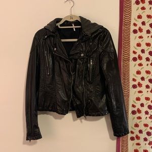 Vegan leather motorcycle jacket